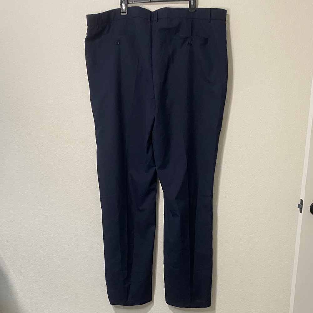 Men's Tall Classic Flat Front Dress Pants Navy - Picture 3 of 5